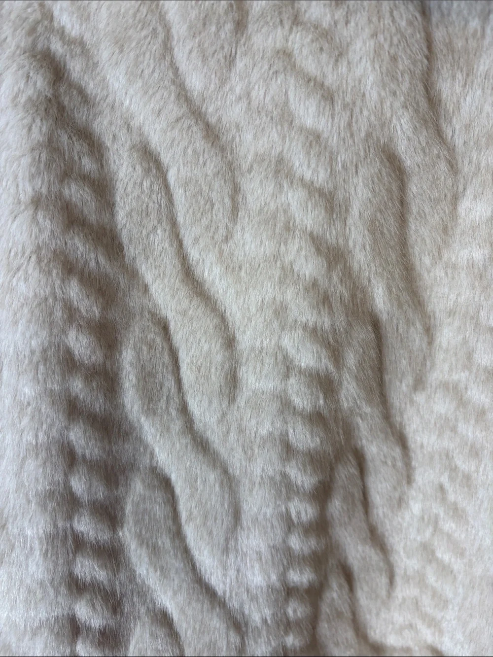 Avec Les Filles Cream Cable-Texture Faux Fur Jacket
